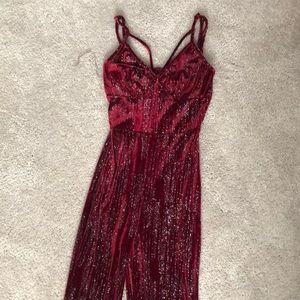 Shimmery Wine Jumpsuit. New. Never worn.